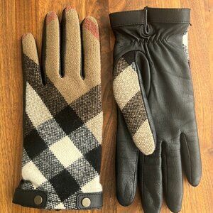 Burberry Women's Leather and Wool Gloves